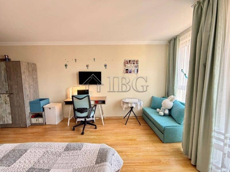 Cozy studio apartment with balcony, modern furniture, and a relaxing atmosphere near Nessebar beach.