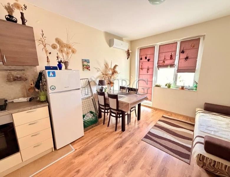 Apartment with no maintenance fee in Viola 2, Nessebar, featuring a bright living area and modern am.