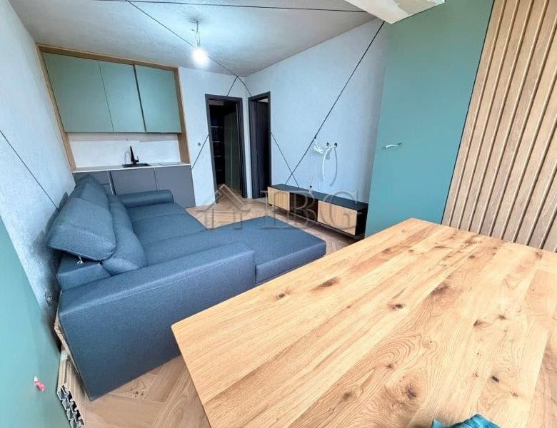 Interior view of a 1-bedroom apartment in Ravda with modern furnishings and compact living space.