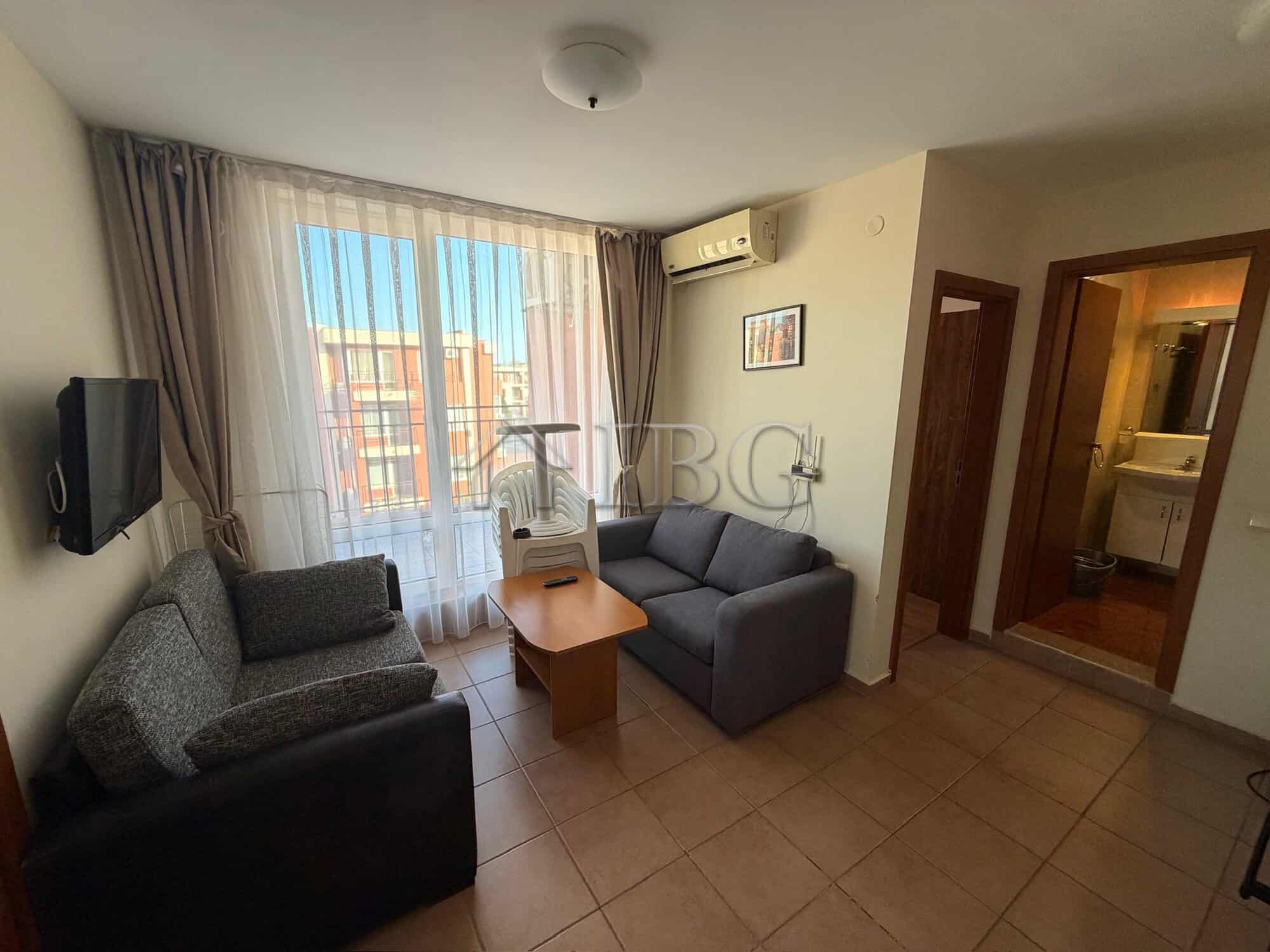 Bright living room in a 2+1 apartment at Holiday Fort Club, Sunny Beach.
