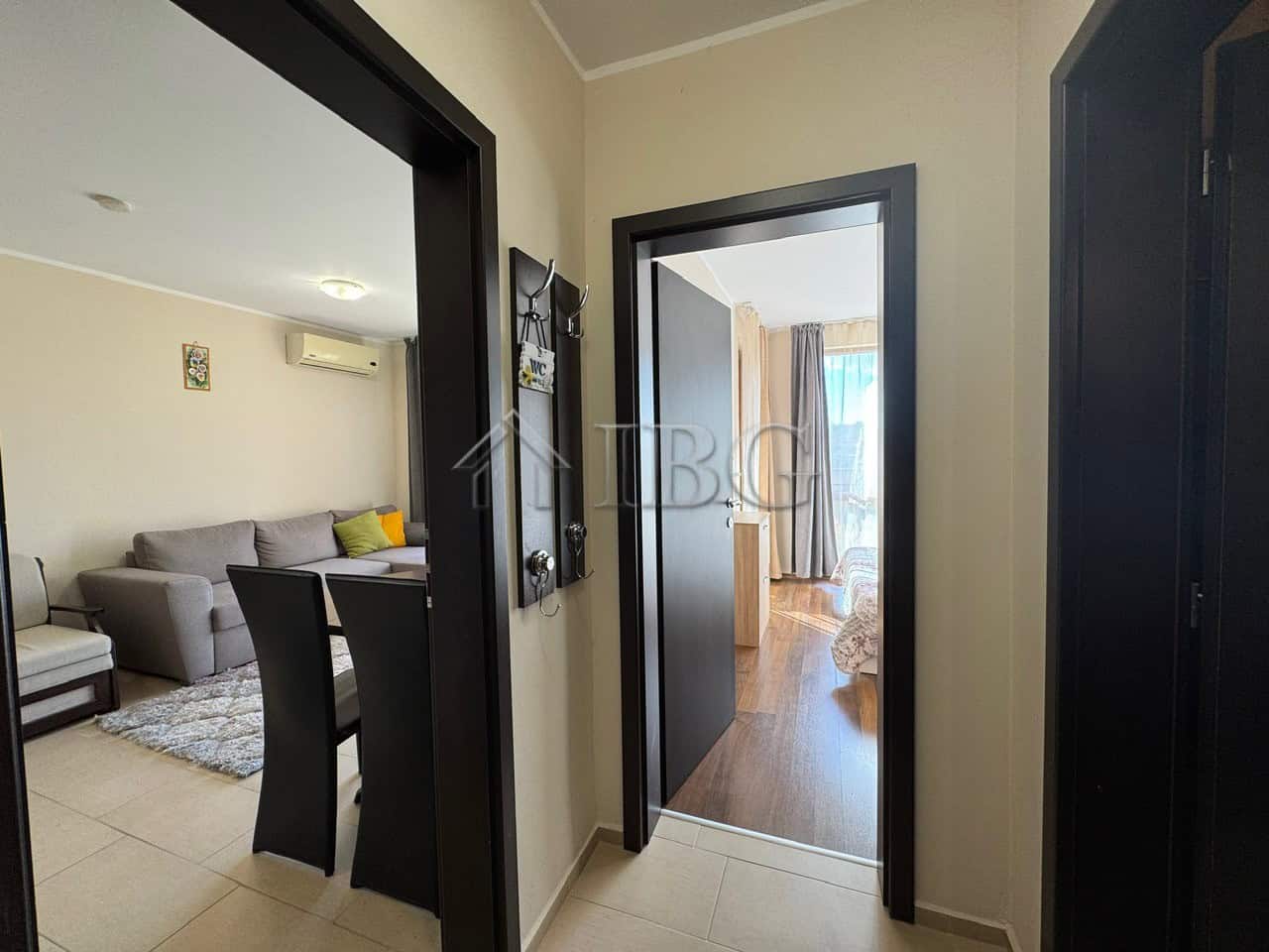 Modern 1-Bedroom Apartment with Pool View Interior view of a 1-bedroom apartment with pool view in Sunny Beach.
