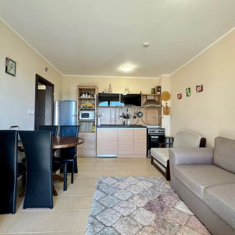 Modern 1-bedroom apartment featuring a pool view in Harmony Suites 1, Sunny Beach. Perfect for relax.