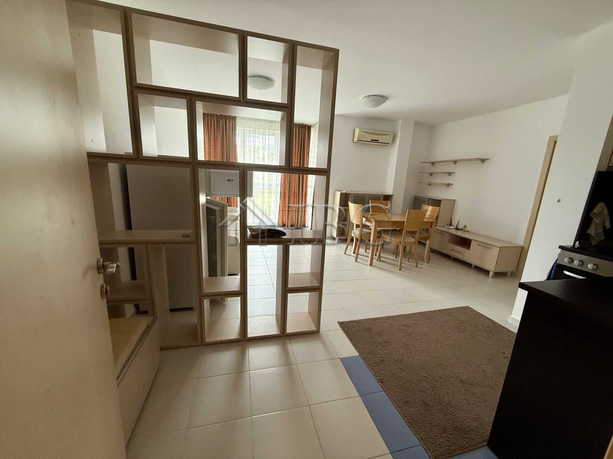 Bright interior of one-bedroom apartment with mountain views in Butterfly Complex, Sveti Vlas.