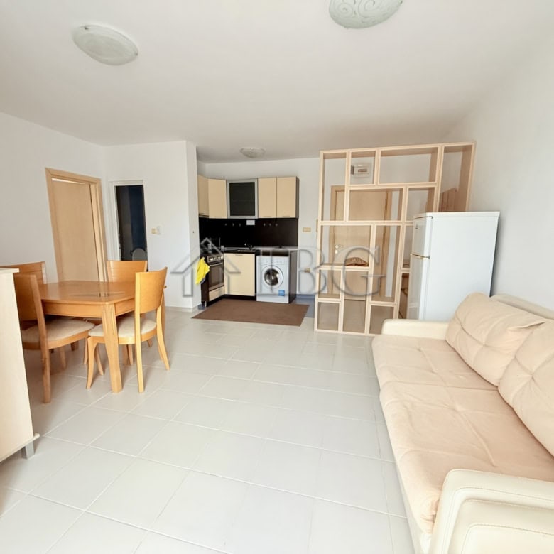 Bright interior of a one-bedroom apartment with mountain views in Butterfly Complex, Sveti Vlas.