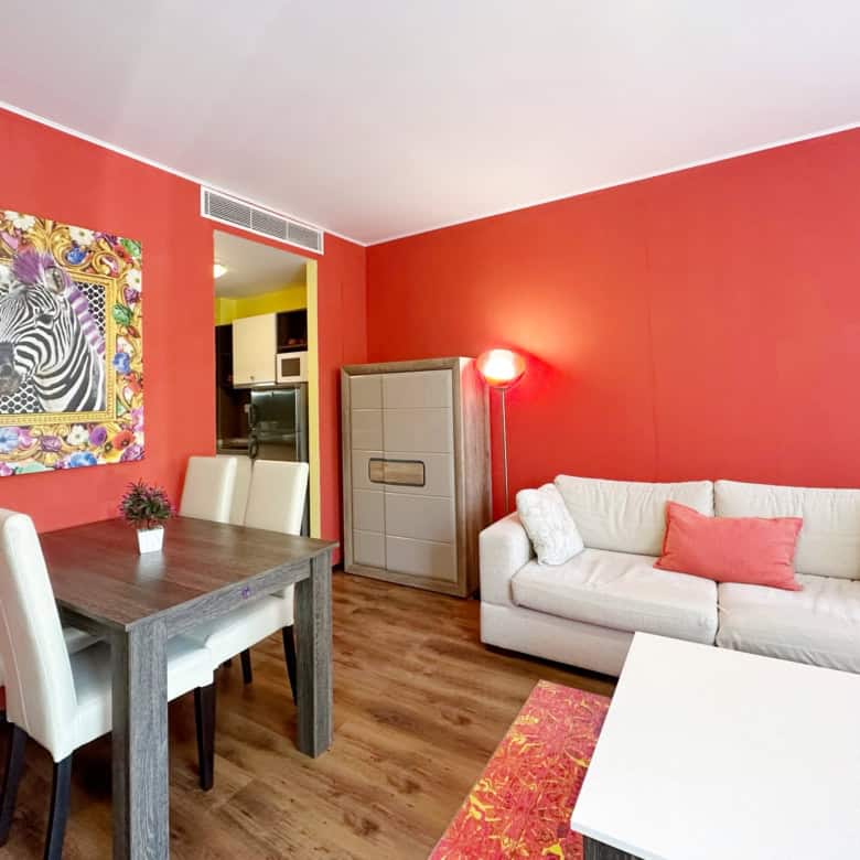 Bright 2-bedroom apartment in Peter House Complex, Sunny Beach, with colorful decor and modern furni.