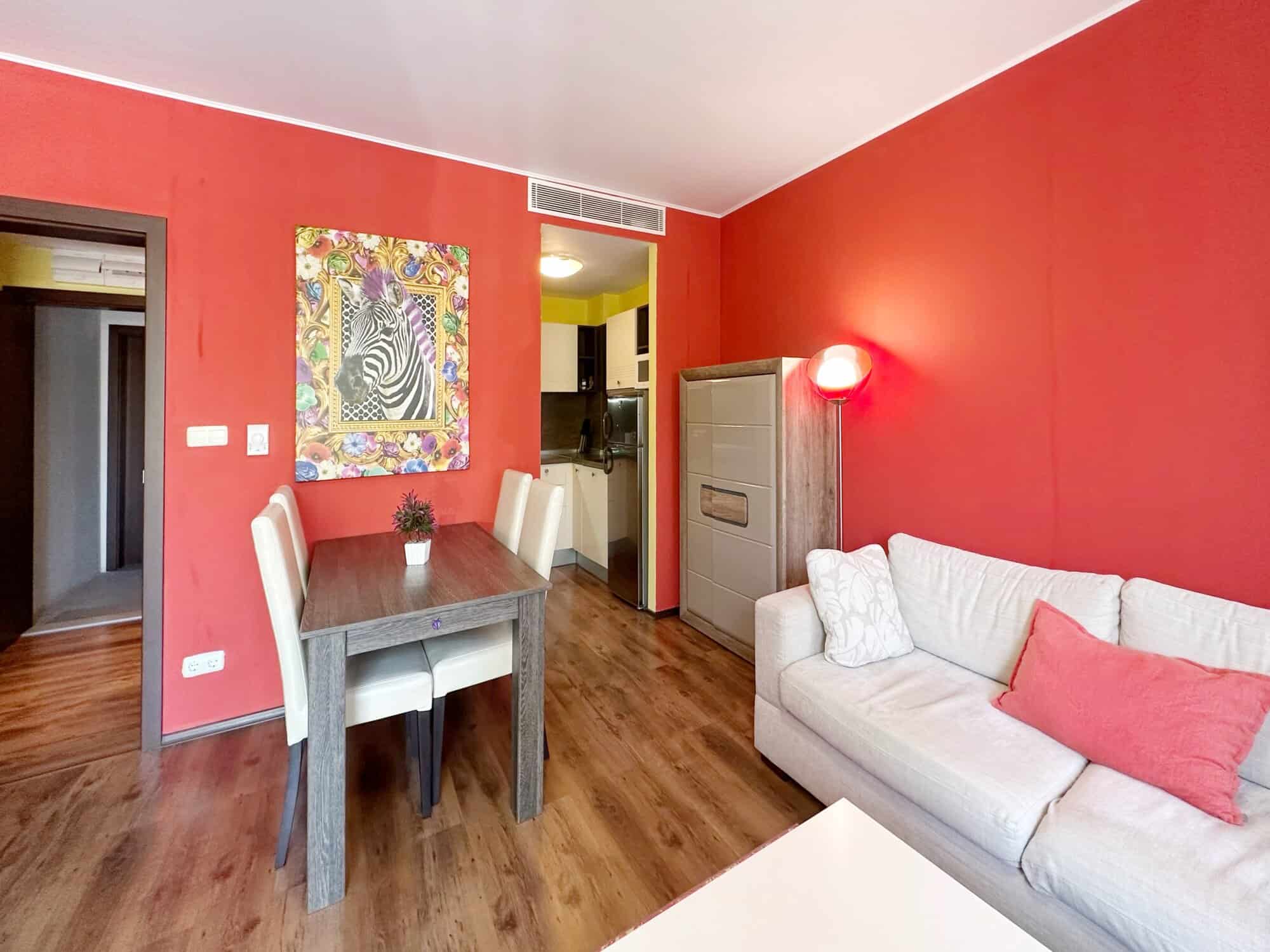 Bright 2-bedroom apartment in Peter House Complex, Sunny Beach, Bulgaria. Fully furnished with styli.