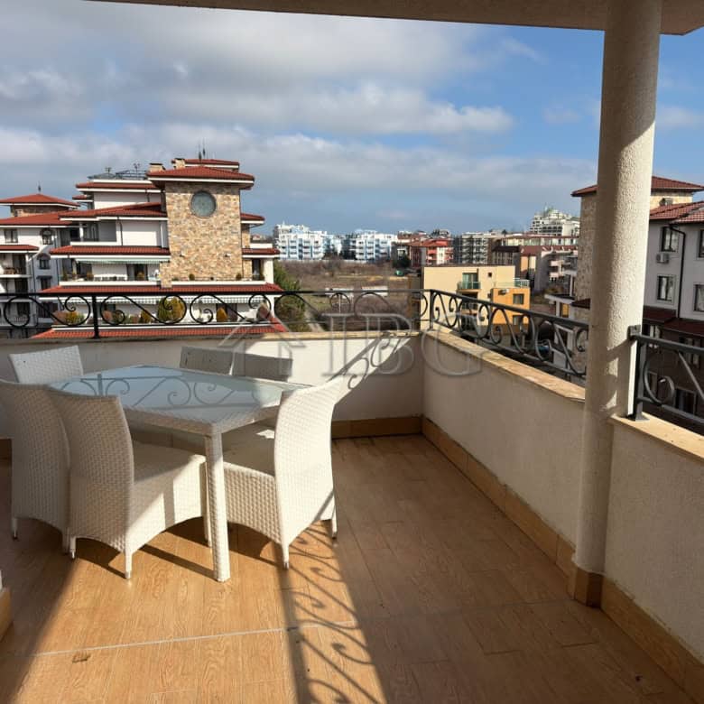 Balcony of a luxury two-bedroom apartment in Esteban SPA Complex, Nessebar, offering outdoor space w.