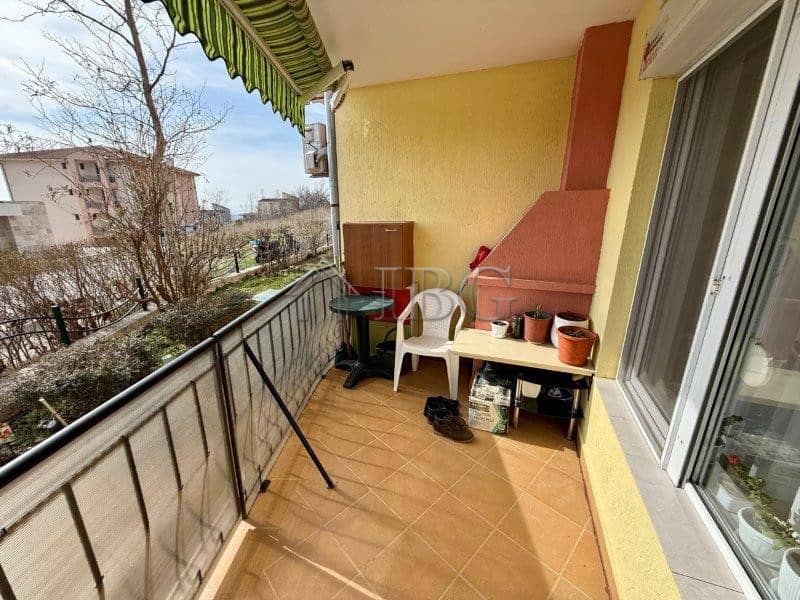 Bright balcony with sea view in Sveti Vlas, Bulgaria.