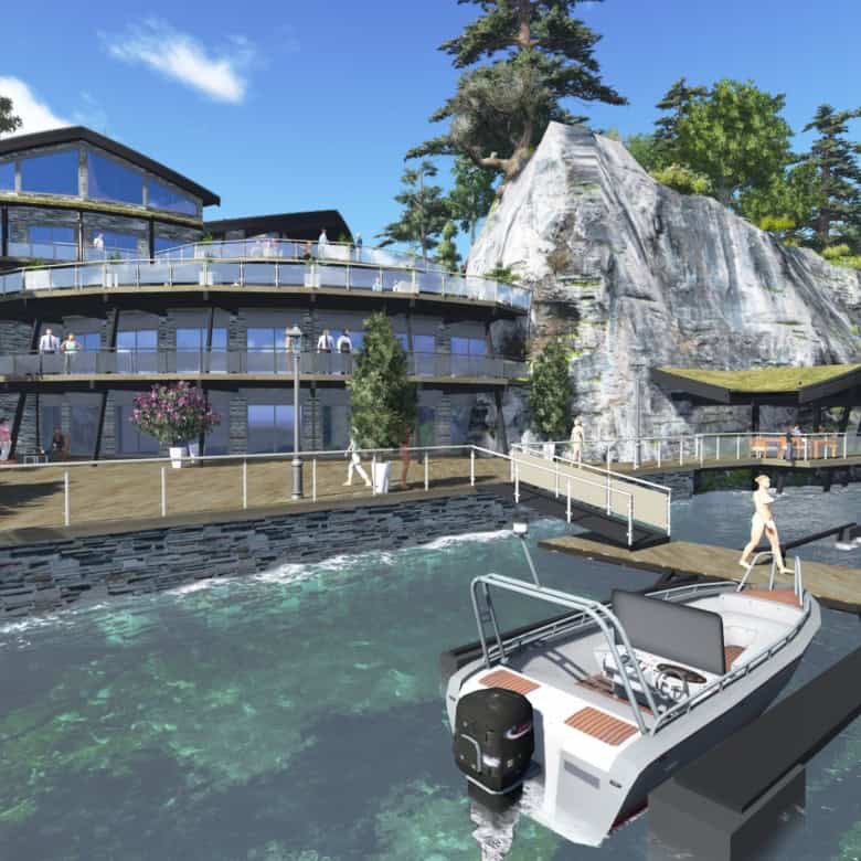 Beautiful waterfront resort with modern architecture on a private peninsula in Norway.