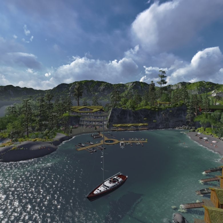 Private peninsula in Norway with marina, luxury resort, and waterfront rights.