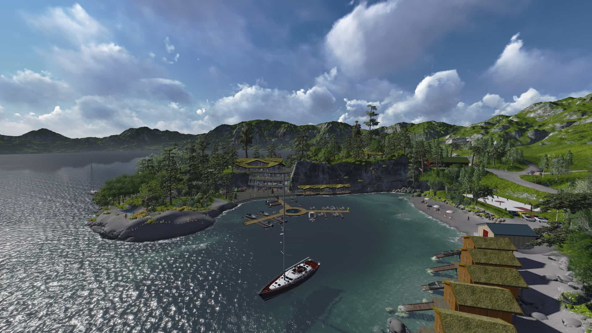 Private peninsula in Norway with marina, luxury resort, and waterfront rights.