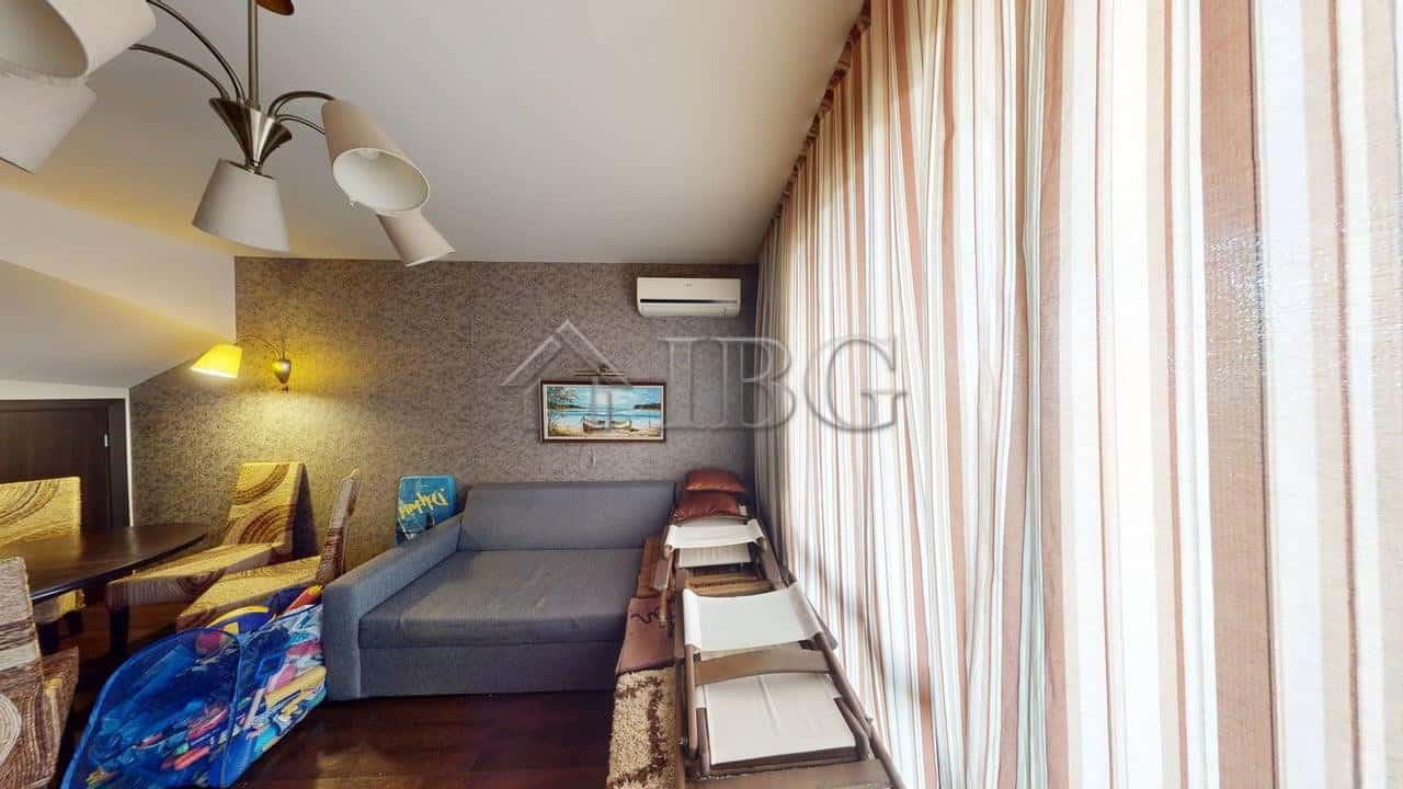 Spacious living room of a two-story maisonette in Imperial Heights, Kosharitsa, featuring modern fur.