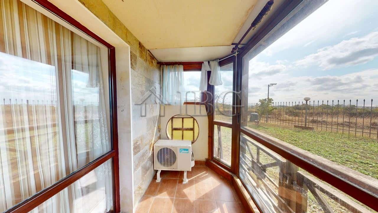 Balcony view of the two-story maisonette in Imperial Heights, Kosharitsa, with scenic countryside an.