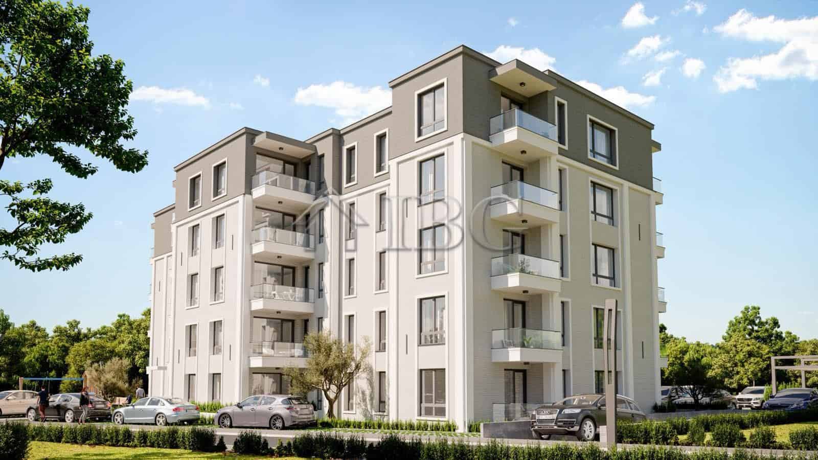 Contemporary apartment building at La Mer House in Ravda, Bulgaria.
