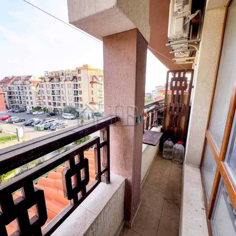 Bright balcony view of Sveti Vlas residential area and surrounding buildings.