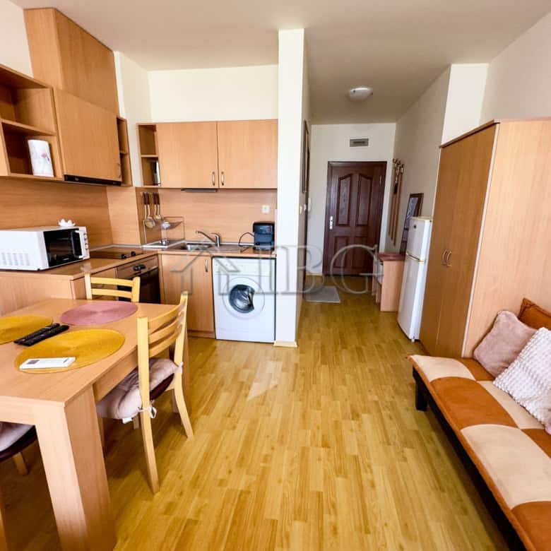 Bright interior of a studio for sale in Panorama Bay 1, Sveti Vlas, Bulgaria.