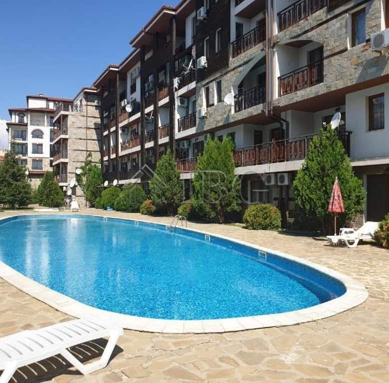 Modern studio apartment near the sea in Panorama Bay 2, Sveti Vlas, with pool view.