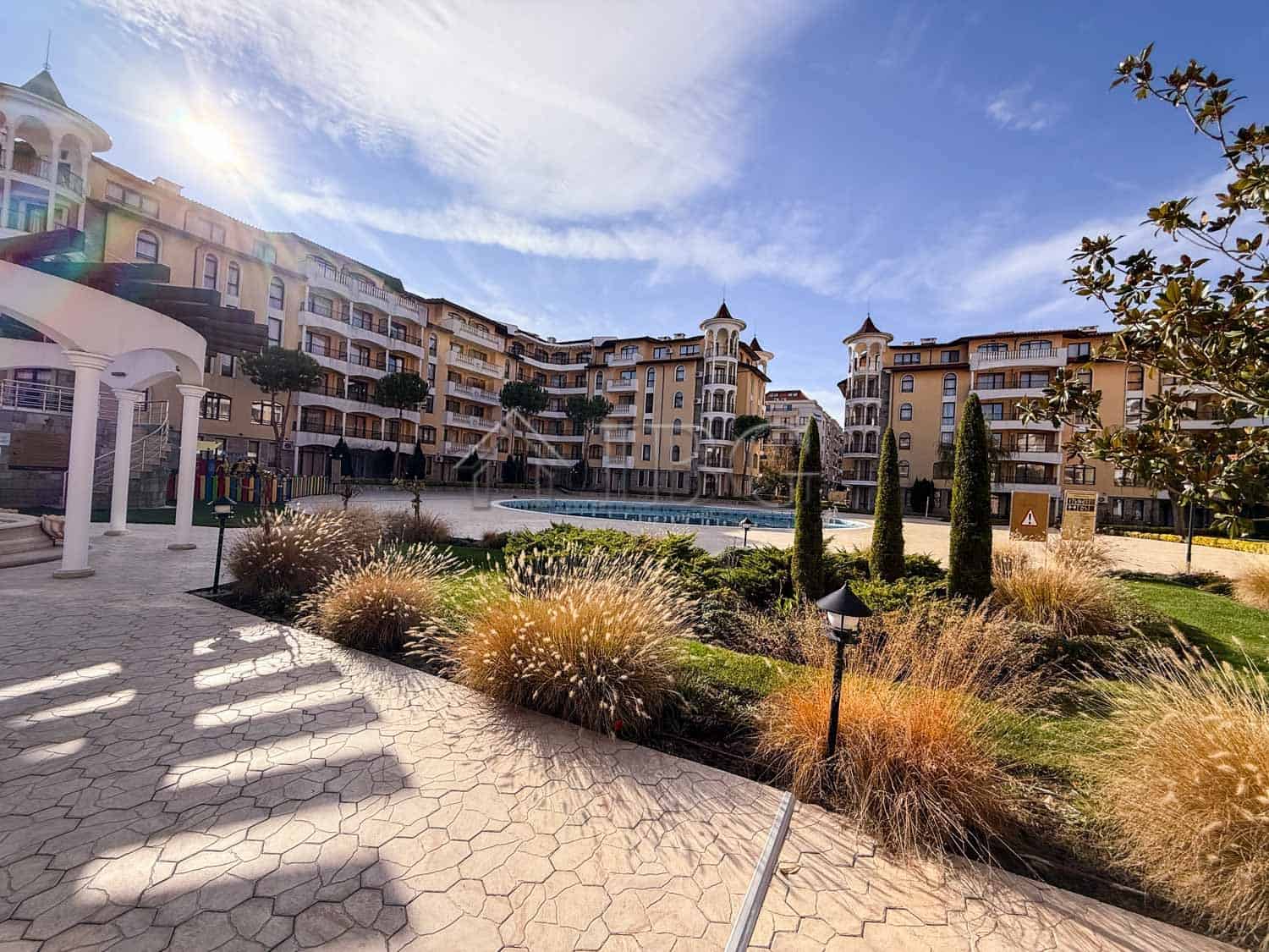 Luxurious 1-bedroom apartment at Royal Sun, Sunny Beach, with scenic views and amenities.