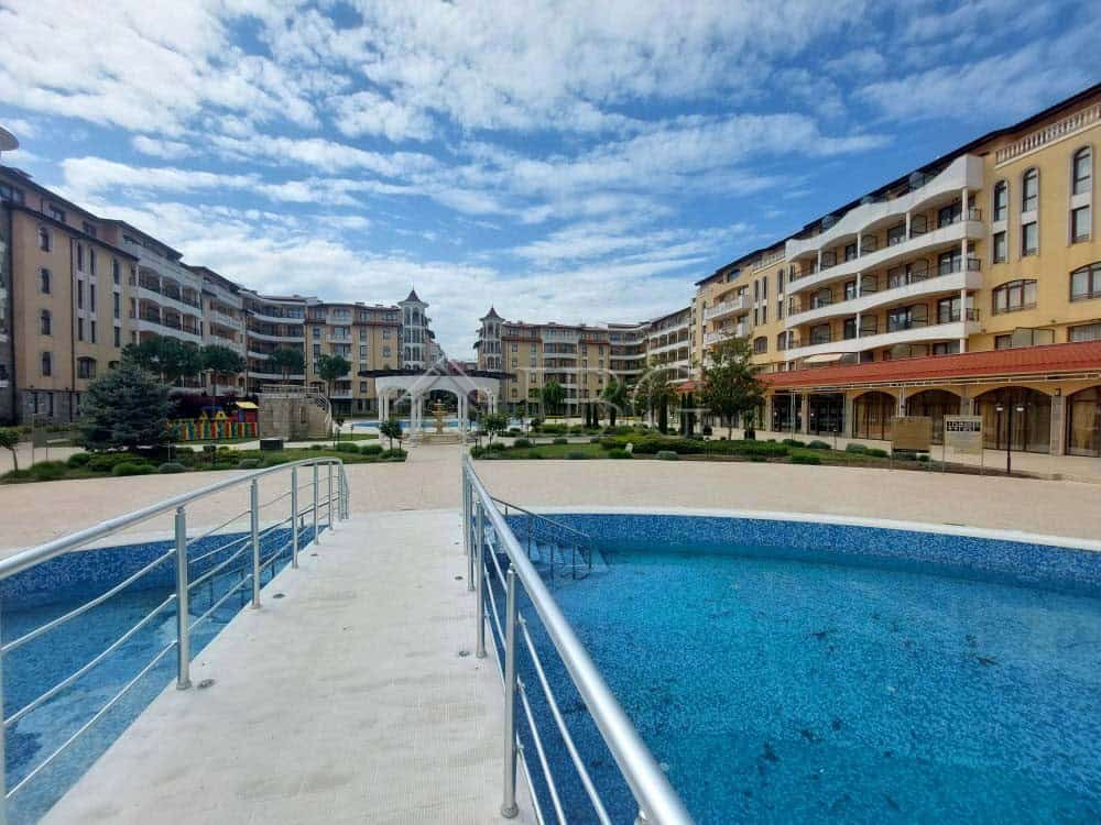 Modern apartment with balcony overlooking the pool at Royal Sun, Sunny Beach.