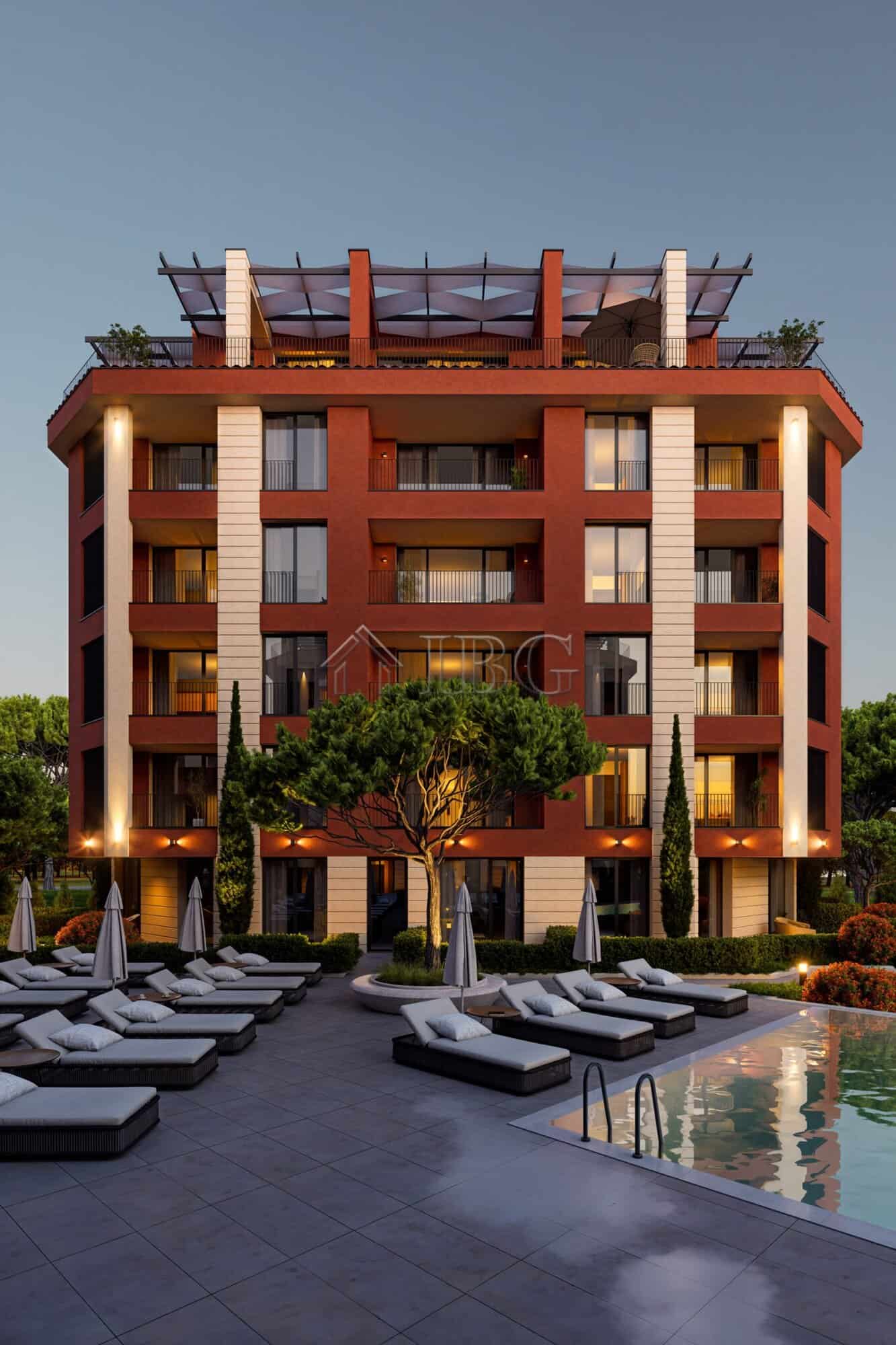 Apartment with pool view in Sunny Beach, Bulgaria.