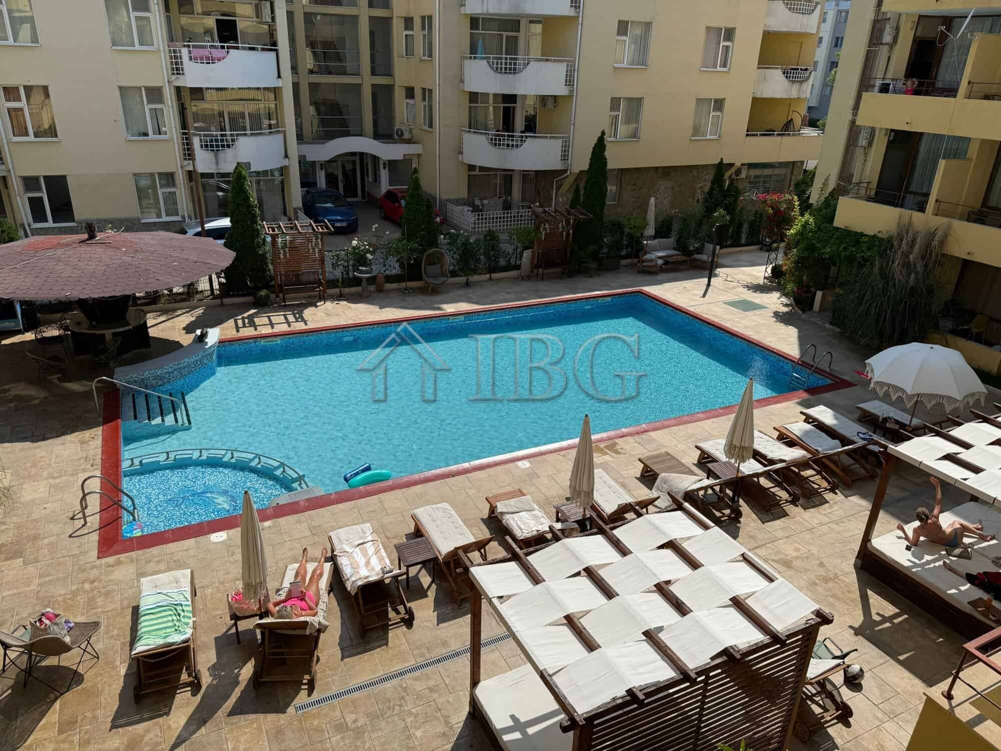 Spacious 2-bedroom apartment featuring three balconies at Sands Complex, Sunny Beach, ideal for rela.