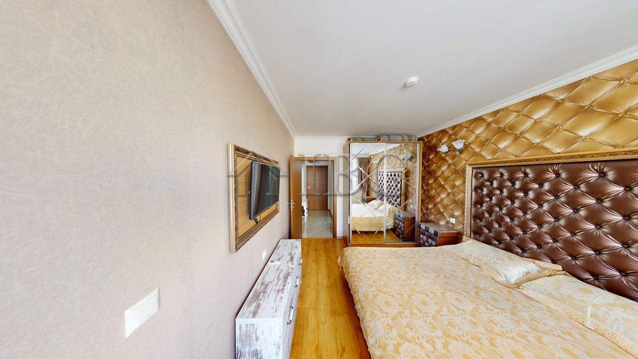 Bright interior of a 2-room apartment in Sunny Beach, Bulgaria, featuring modern decor and comfortab.