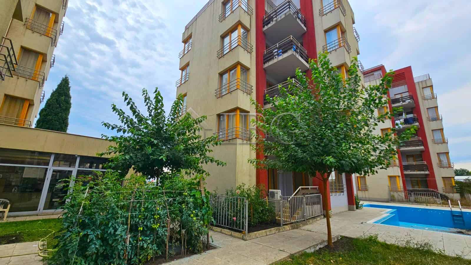 Contemporary Sunny Beach apartments with garden and pool views, no maintenance fee.