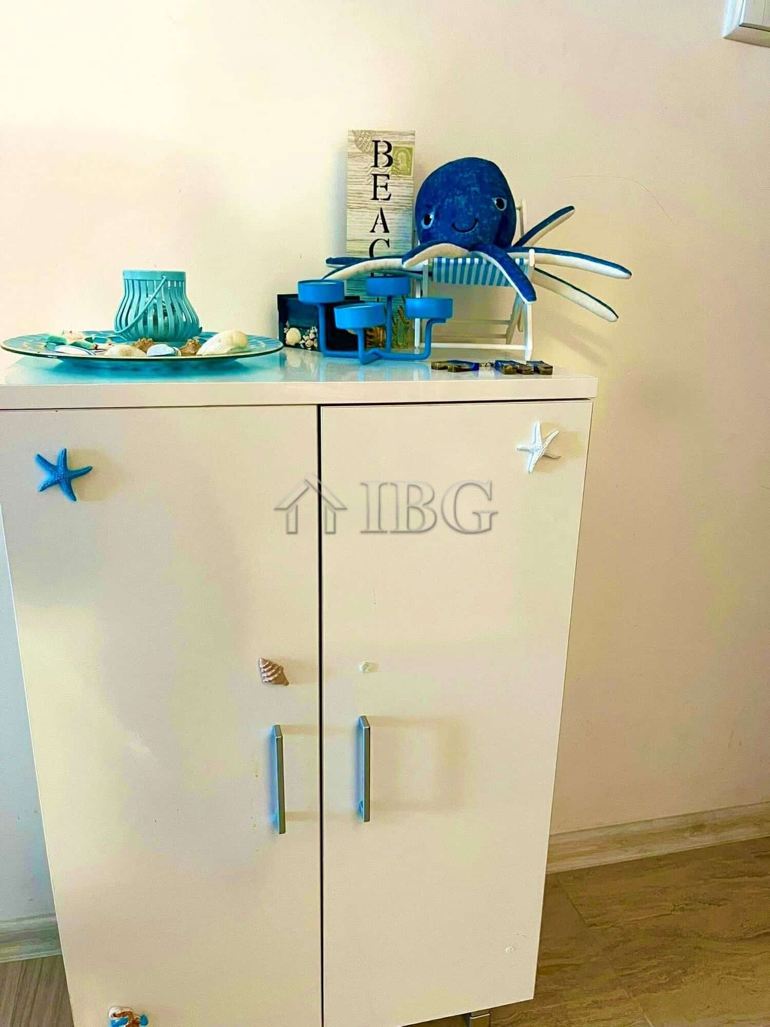 Bright studio apartment with balcony and low maintenance fee in Ravda.