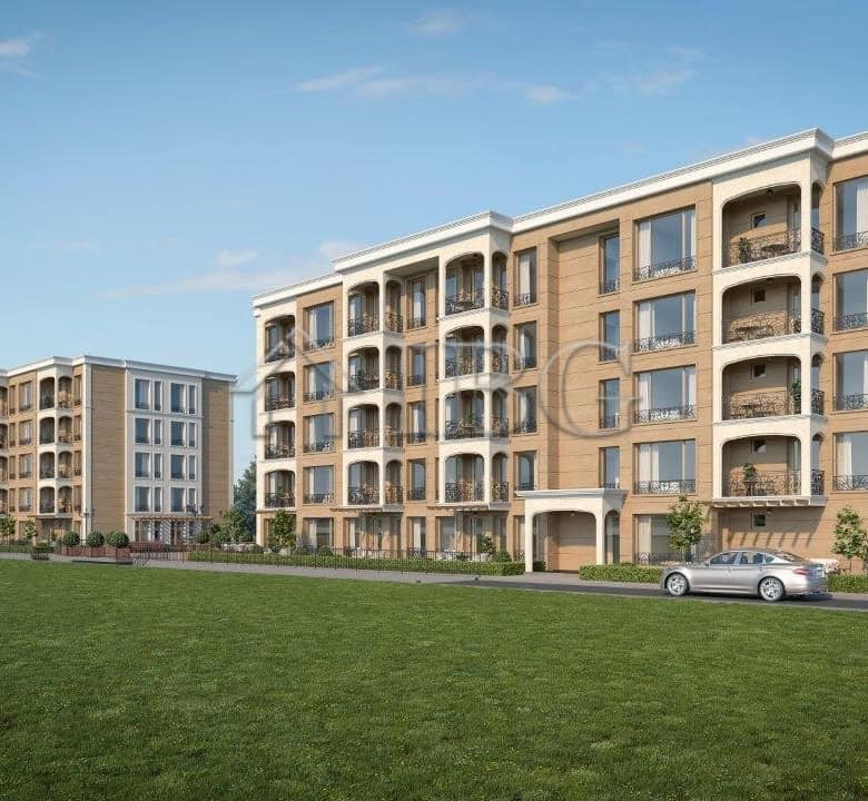 Modern residential complex in Nessebar with spacious balconies and scenic views.