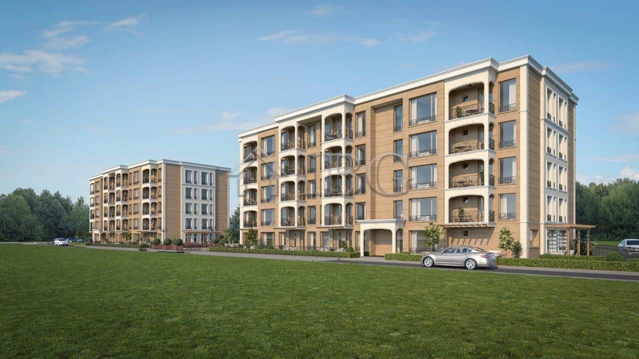 Modern residential complex in Nessebar with spacious balconies and scenic views.