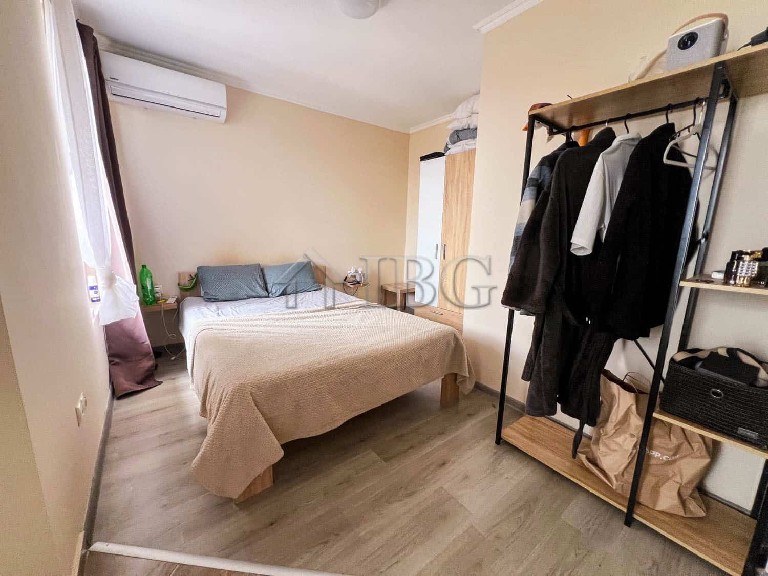 Comfortable 1-bedroom apartment featuring a pool view in Sunny Beach. Modern interior with essential.