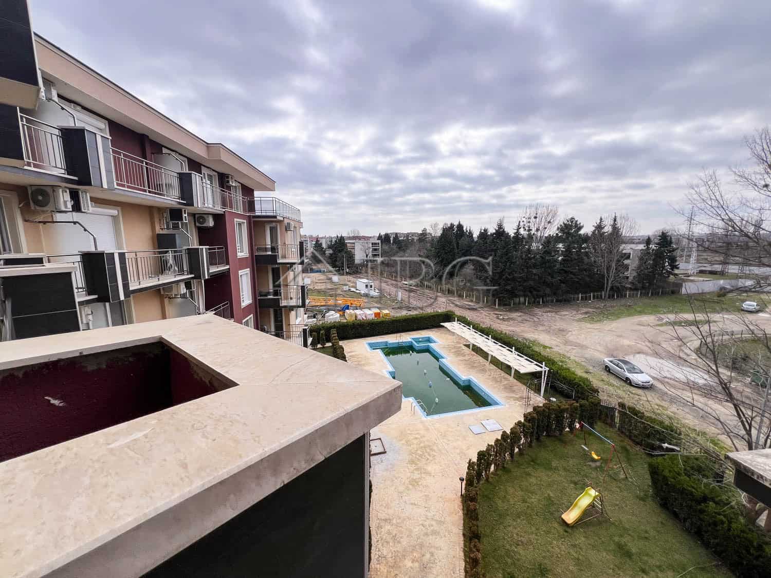 Apartment with pool view and balcony in Sunny Beach, Bulgaria.