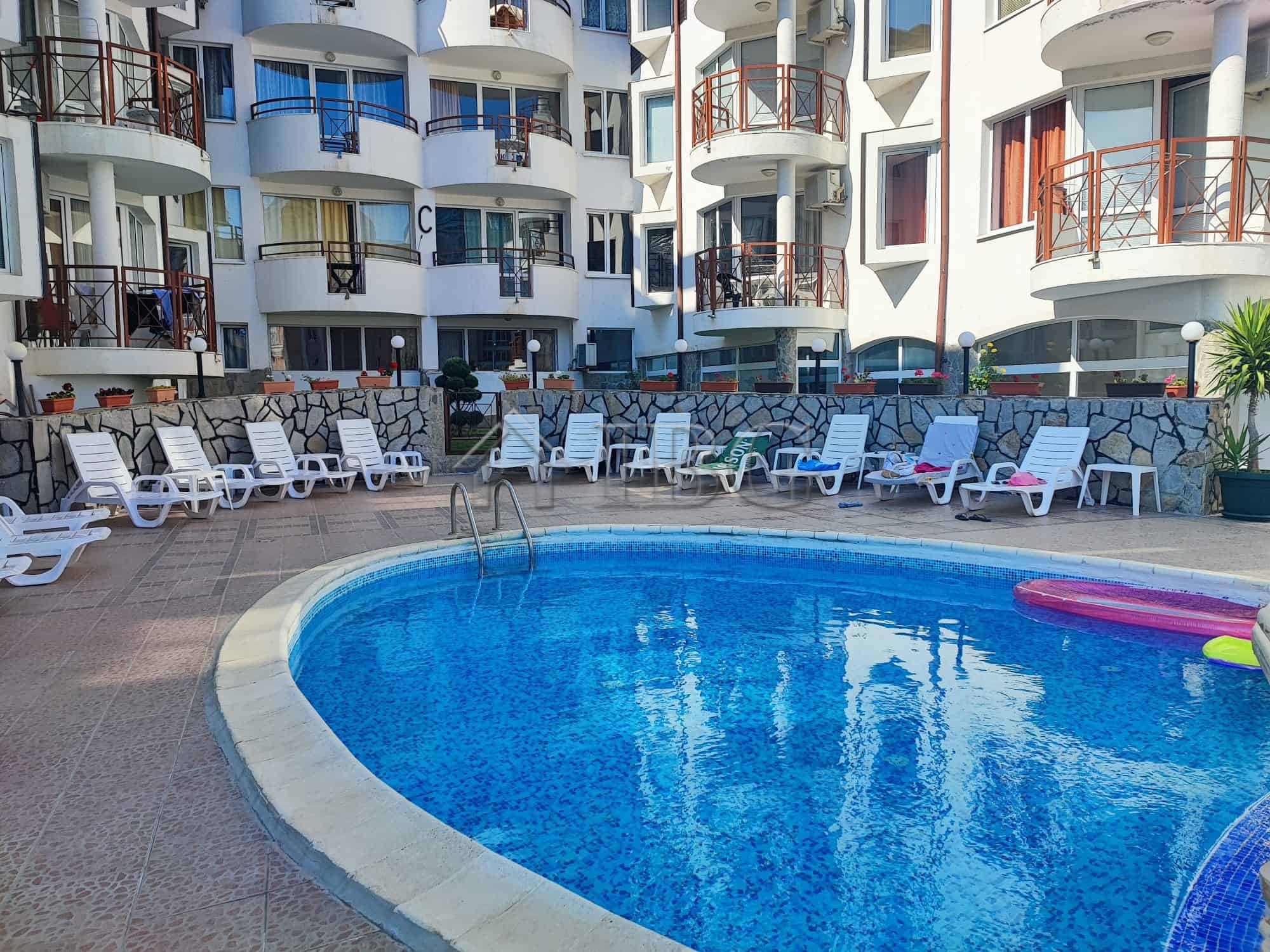 Furnished studio with balcony overlooking the sea in Sveti Vlas, Bulgaria.