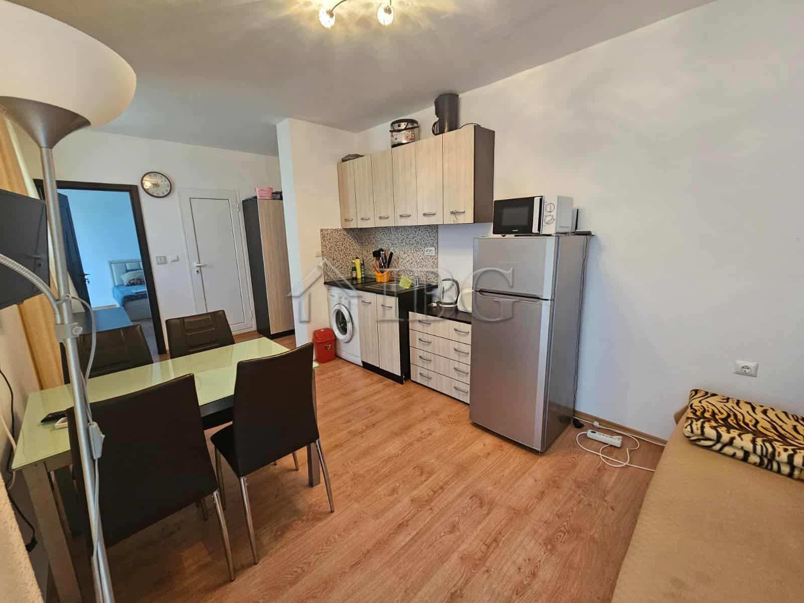 Bright 1-bedroom apartment in Gerber 4 Residence, Sunny Beach, with modern kitchen and living area.