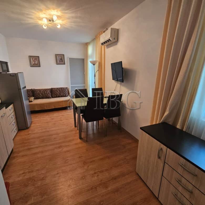 Bright 1-bedroom apartment for sale in Gerber 4 Residence, Sunny Beach, Bulgaria. Modern living spac.