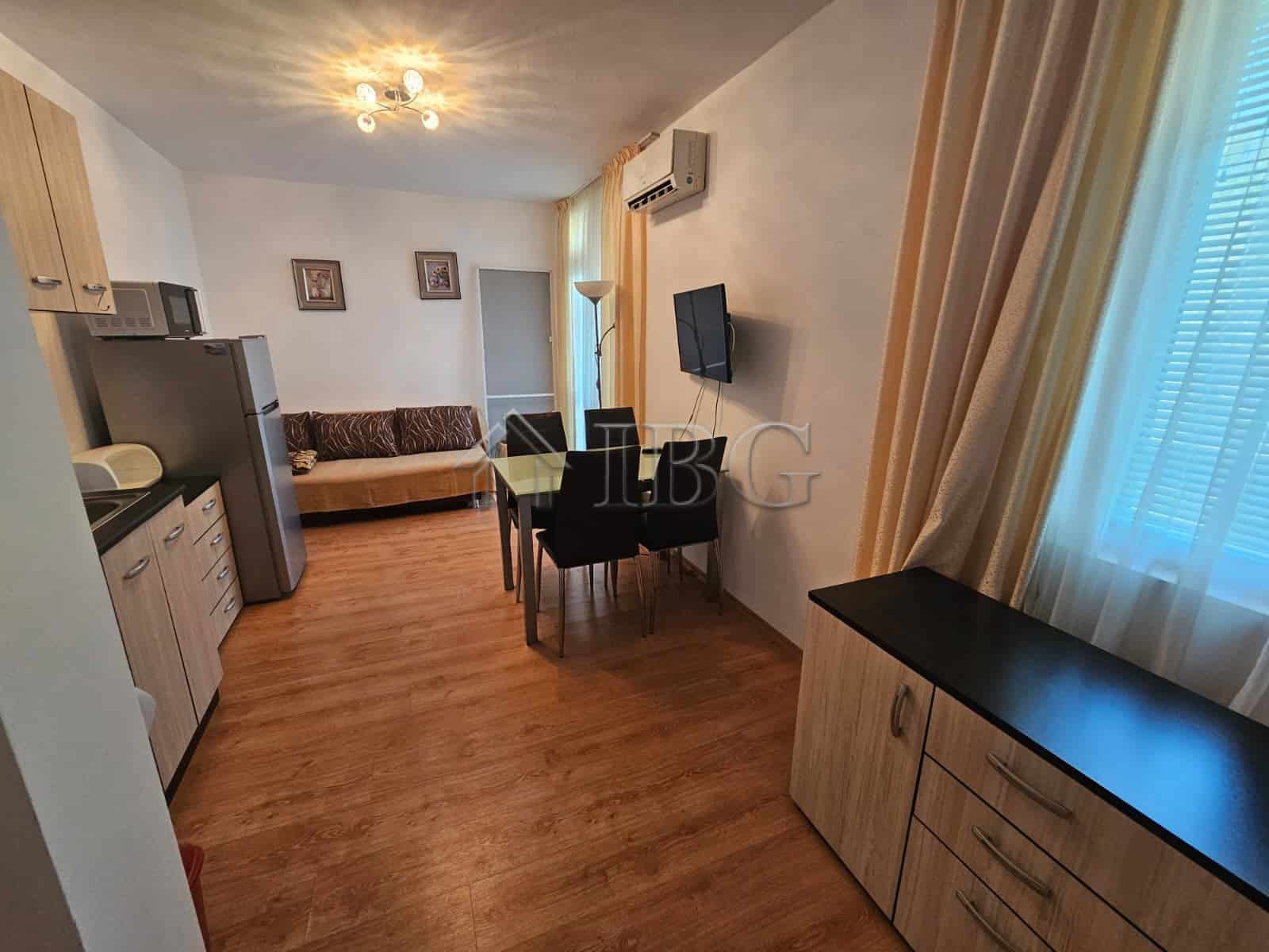 Bright 1-bedroom apartment for sale in Gerber 4 Residence, Sunny Beach, Bulgaria. Modern living spac.