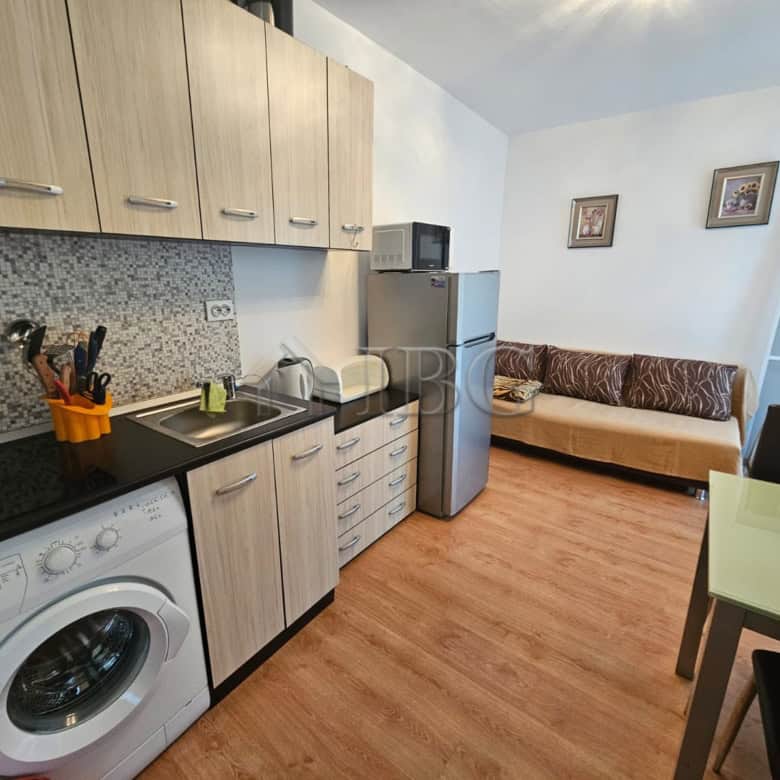 Comfortable 1-bedroom apartment in Gerber 4 Residence, Sunny Beach, Bulgaria. Modern kitchen, living.