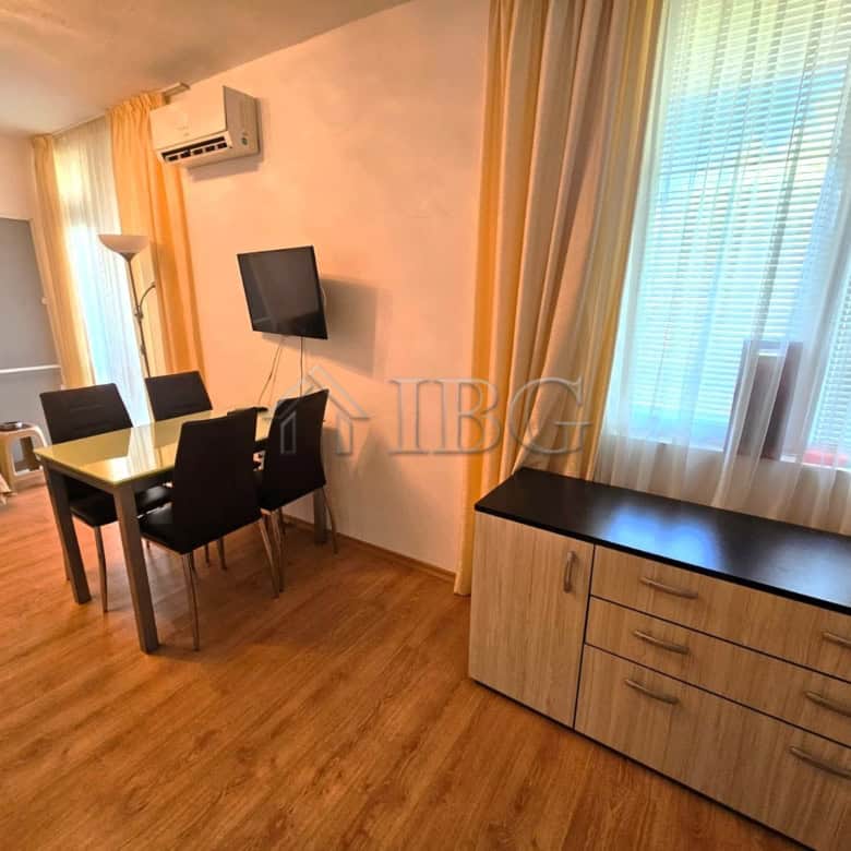 Interior view of a 1-bedroom apartment in Gerber 4 Residence, Sunny Beach, with living and dining ar.