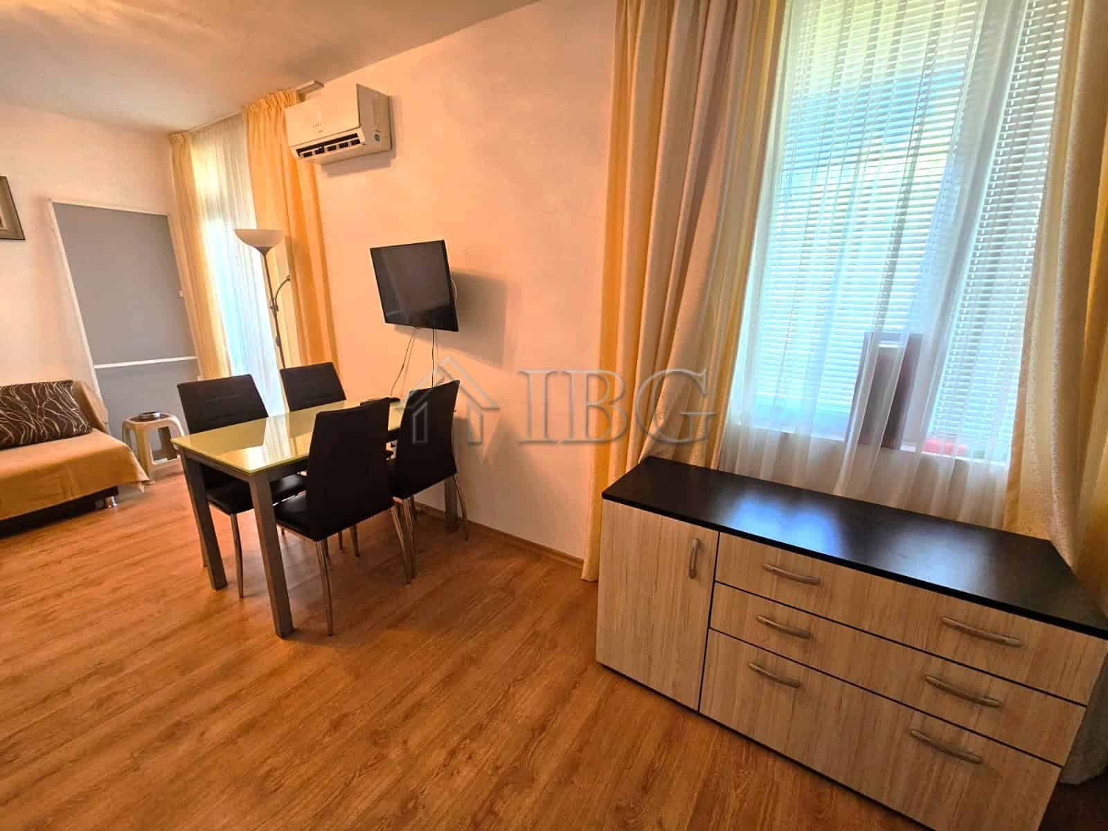 Interior view of a 1-bedroom apartment in Gerber 4 Residence, Sunny Beach, with living and dining ar.