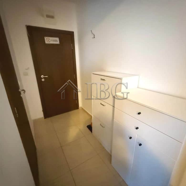 Furnished 1-bedroom apartment entrance in Sea Diamond, Sunny Beach, Bulgaria. Modern interior with w.