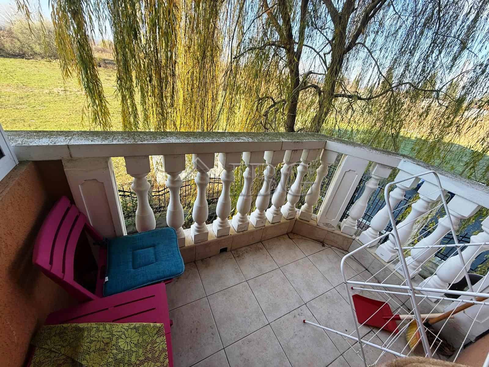 Bright balcony view of the furnished apartment in Sea Diamond resort, Sunny Beach.