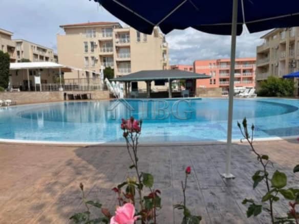 Furnished studio apartment with pool view in Sunny Beach, perfect for a relaxing holiday stay.