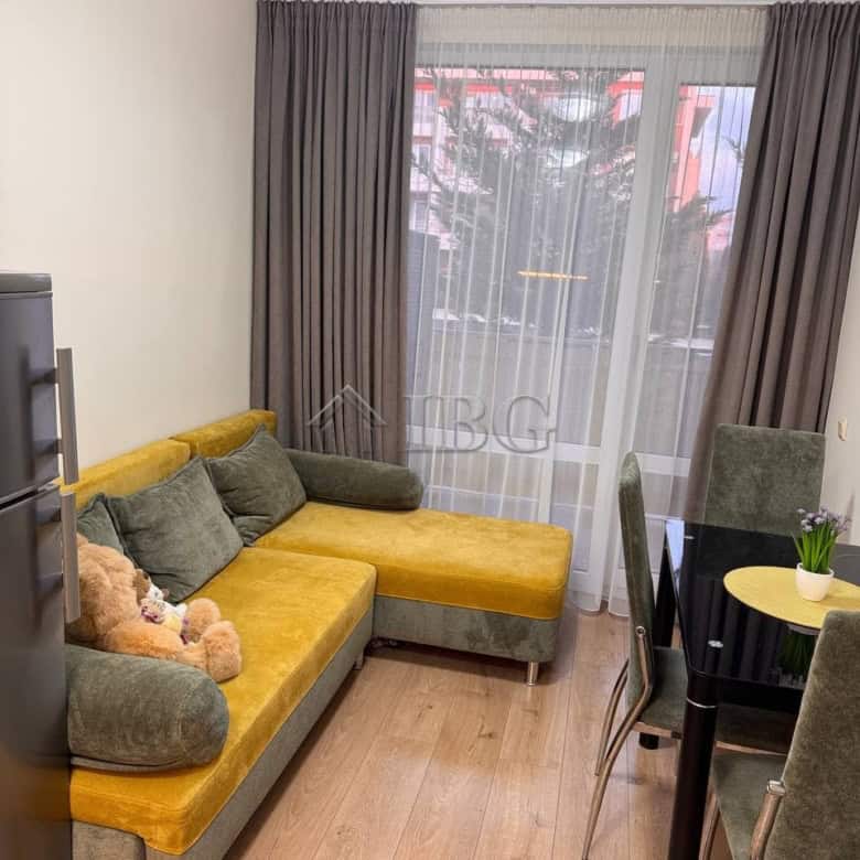 Apartment with pool view in Nessebar Fort Club, Sunny Beach, featuring a comfortable living area and.