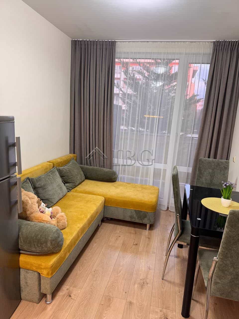 Apartment with pool view in Nessebar Fort Club, Sunny Beach, featuring a comfortable living area and.