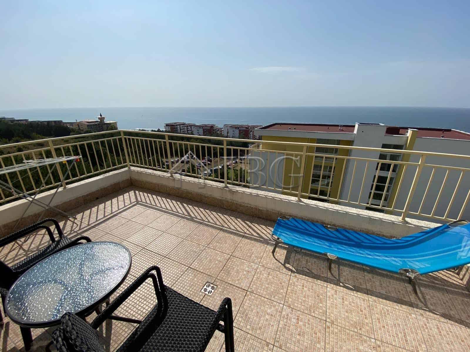 Sea View Studio Balcony at Crown Fort Club Balcony view of the sea from a studio at Crown Fort Club, Grand Resort Fortnoks.