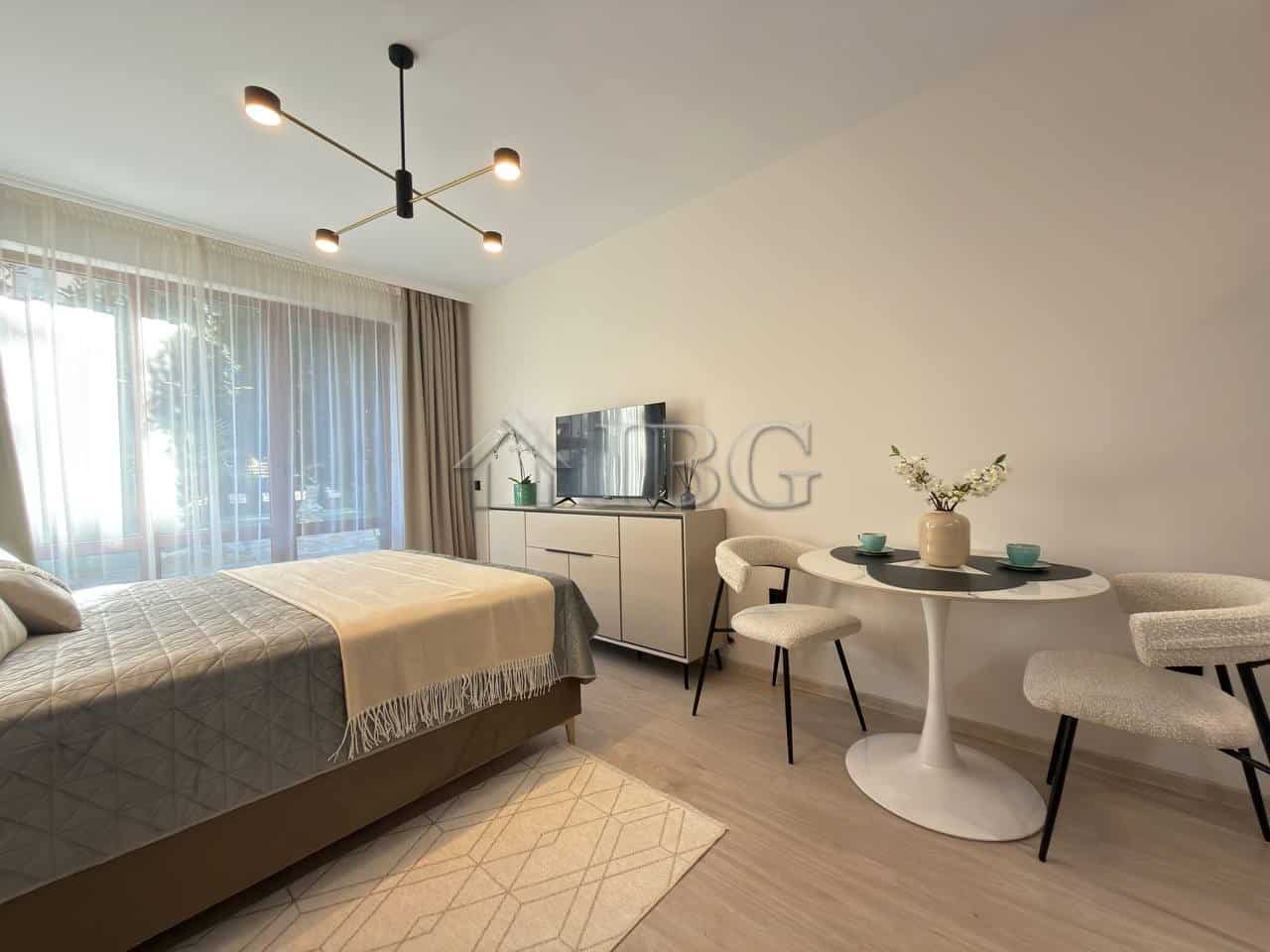 Modern studio apartment in Panorama Bay 2, Sveti Vlas with stylish interior and sea views.