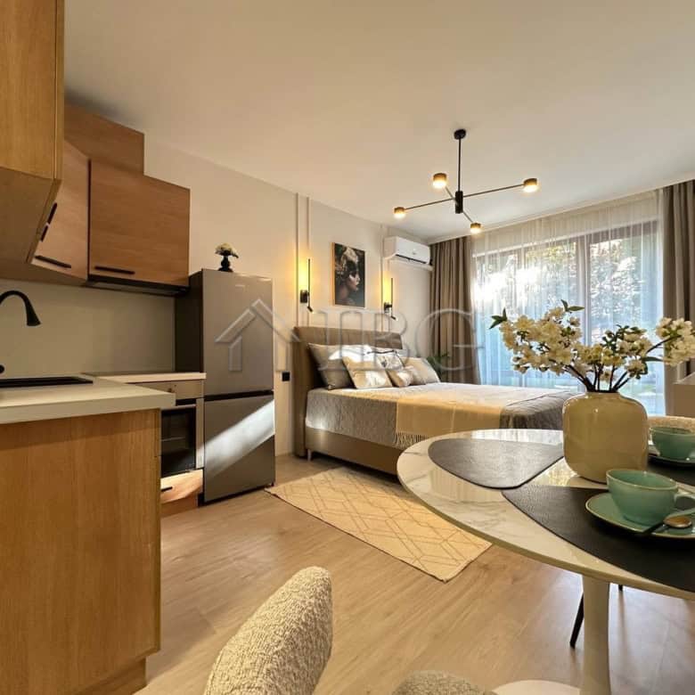 Cozy studio apartment with modern furnishings in Panorama Bay 2, Sveti Vlas, offering a comfortable.