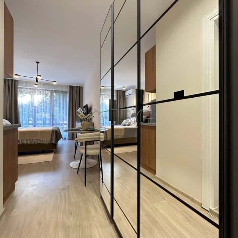 Modern studio apartment in Panorama Bay 2, Sveti Vlas, with stylish interior and scenic views.