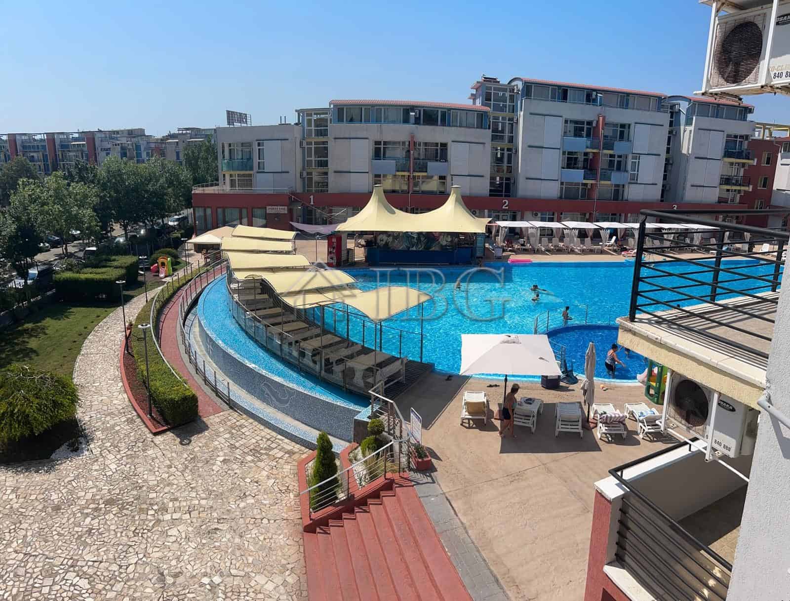 Pool view apartment in Sunny Beach with modern amenities and relaxing surroundings.