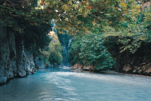 Land for sale in Vitsa Zagori Greece with scenic river views and lush greenery.
